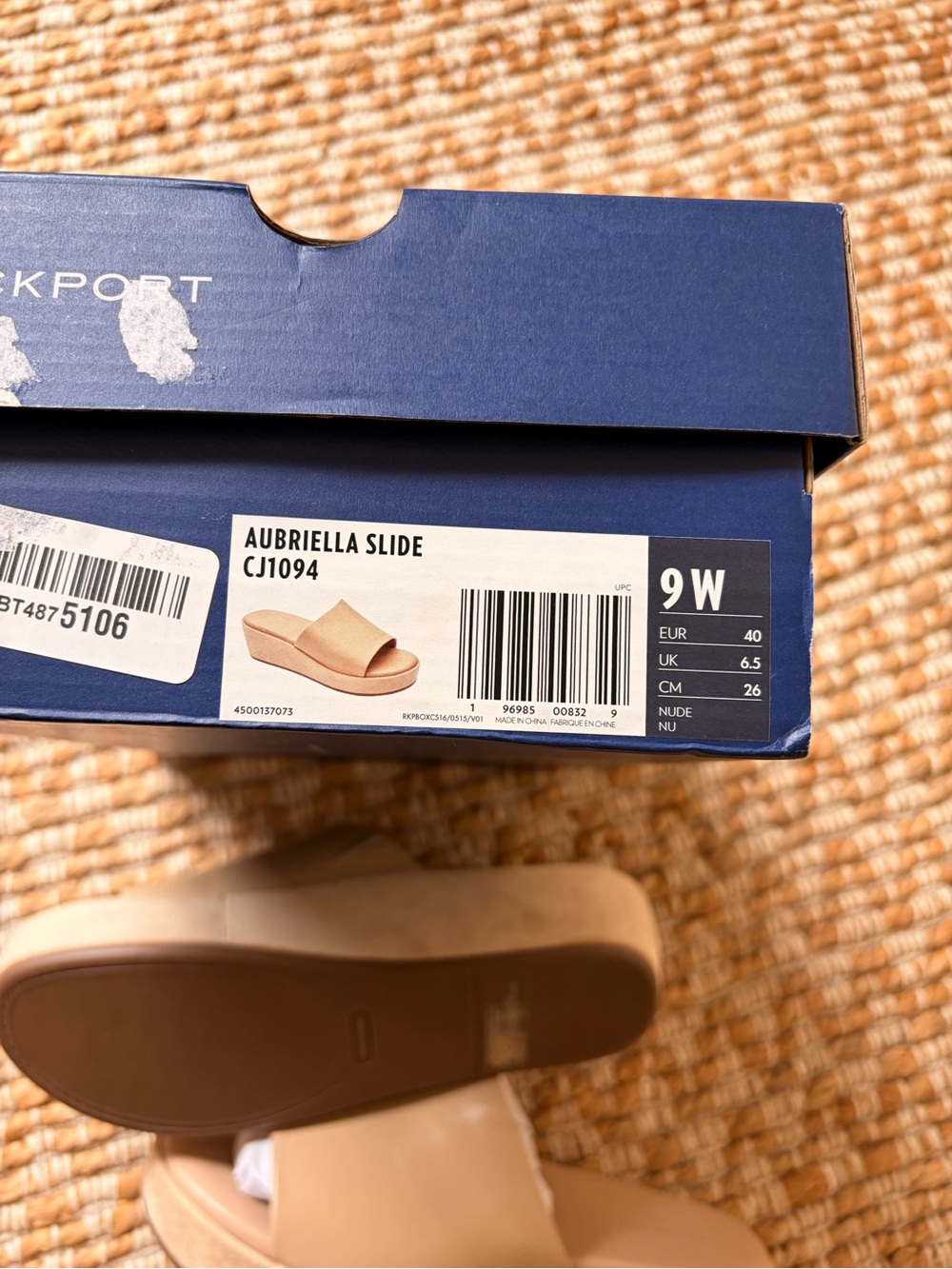 9W Rockport Neutral Tan Slide Wedge Mules women’s 9 wide summer casual sandals - Picture 5 of 9